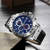 MEGIR Top Brand Luxury Fashion Leather Strap Quartz Men Watches Casual Date Business Male Sport Wristwatches Clock Chronograph