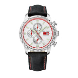 Reef Tiger/RT Sport Watch for Men Chronograph Quartz Watch With And Super Luminous Watch Italian Calfskin Leather Band RGA3029