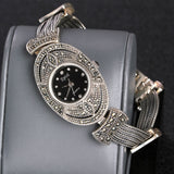 JIASHUNTAI Retro 100% 925 Sterling Silver Watch For Women Round Vintage Thai Silver Clock Female Bracelets Watch Jewelry
