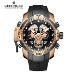 Reef Tiger Aurora Serier RGA3503 Men Sport Military Multifunction Dial Automatic Mechanical Wrist Watch - Rubber Watchband