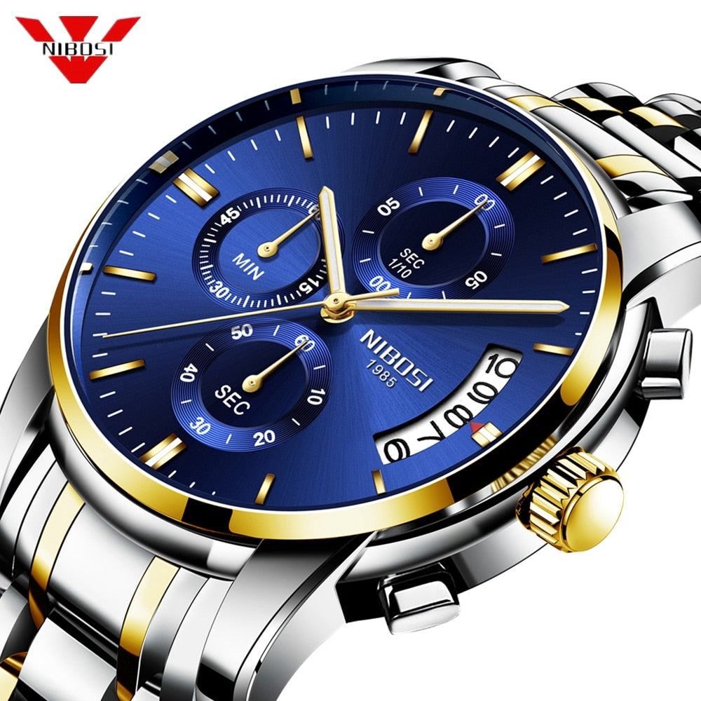 50pcs/lot DHL Free Shipping NIBOSI 2353 Top Luxury Brand Watch Men Quartz Waterproof Army Military Men Watch Relogio Masculino