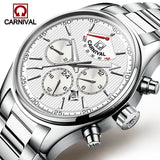 Carnival Luxury Brand Men Watches Vintage Automatic Mechanical Watch Calendar clock Military WristWatches leather Strap Relogio