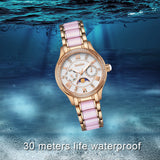 Bestdon Diamond Women Watches Top Brand Luxury Fashion Moon Phase Quartz Wrist Watch Ceramic Waterproof Clock Dropshipping 2019