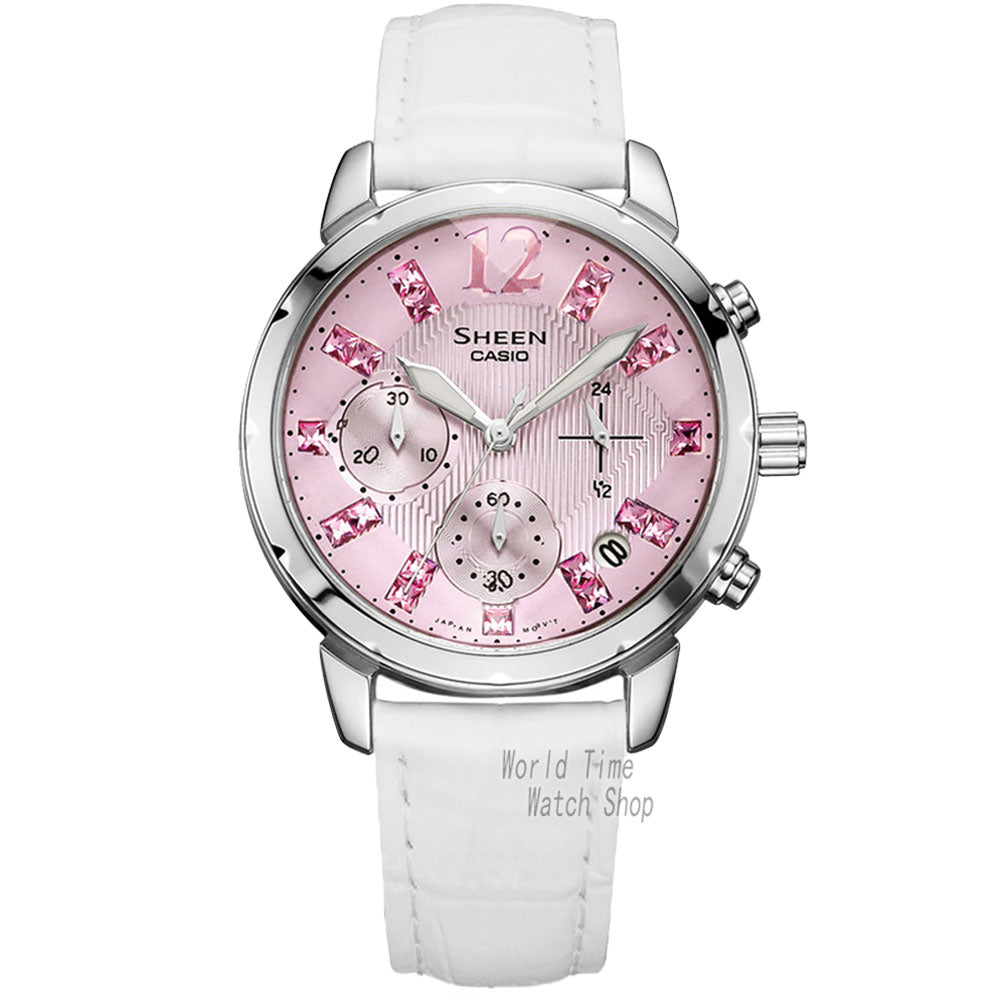 Casio watch Swarovski Crystal  women watches top brand luxury set Quartz ladies Chronograph Waterproof watch women reloj mujer