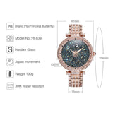 PB Luxury Women Dress Starry Sky Watch Rhinestone Crystal Waterproof Quartz Tend watch Montre Femme Reloj Mujer