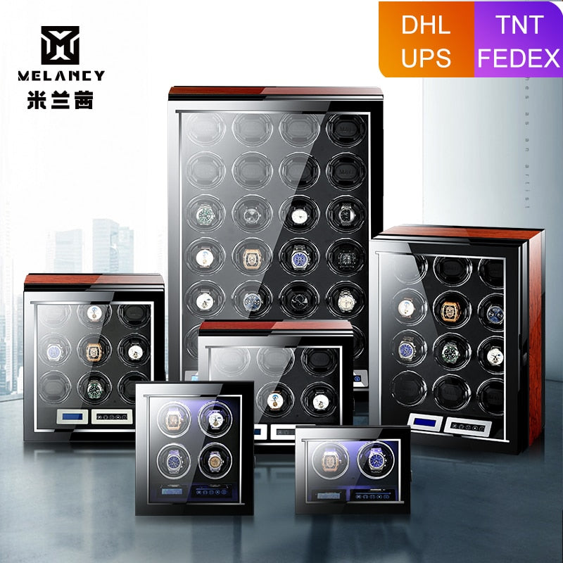 M&Q uhrenbeweger japanese mabuchi motor wooden safe controller led automatic watch winder box
