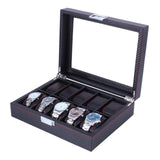 High Carbon Fiber 5  6 10 12 Grid Watch Box Watch Display Storage Box Bracelet Watch Display Slots Case holder Storage Container