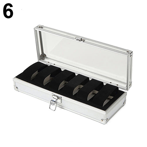 6/12 Grid Slots Jewelry Wrist Watches Holder Display Storage Box Aluminium Case