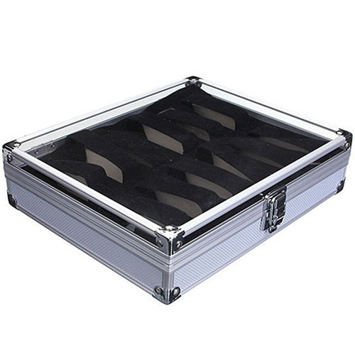 6/12 Grid Slots Jewelry Wrist Watches Holder Display Storage Box Aluminium Case