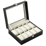 2/6/10/12 Girds Leather/Carbon Fiber Luxury Watch Box Jewelry Storage Box Organizer for Rings Bracelet Display Holder Case