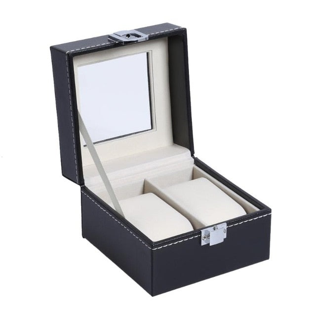 2 6 10 Grids PU Leather Watch Box Case High-end Watch Case PU Watch Display Box Gift Box Transparent Cover Watch