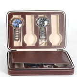 Portable 2 4 8 Grids Zipper Watch Box Lover Luxury PU Leather Watch jewelry Case Watch Organizer  jewelry box Holder