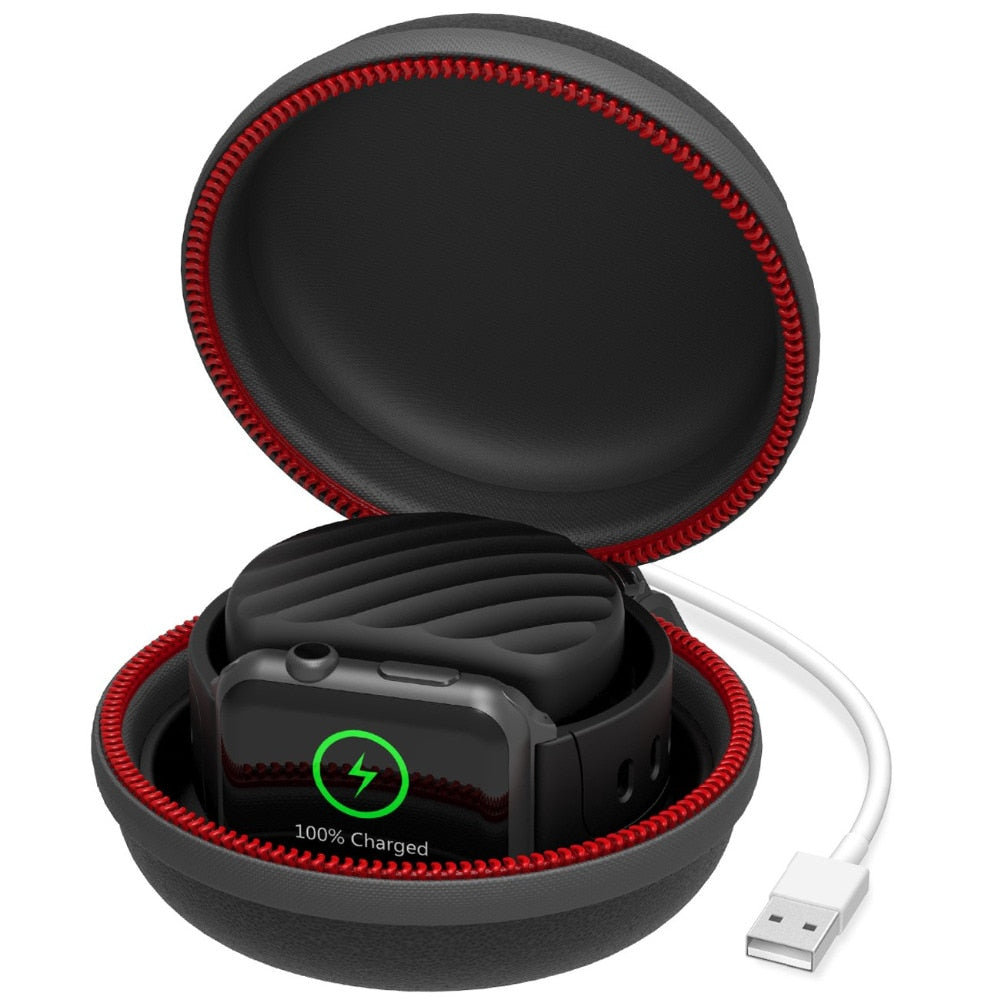 Charging Holder Dock, Charger Stand Case Waterproof Travel Storage Box for Apple Watch Series 4,  Series 3, 2,1 Black